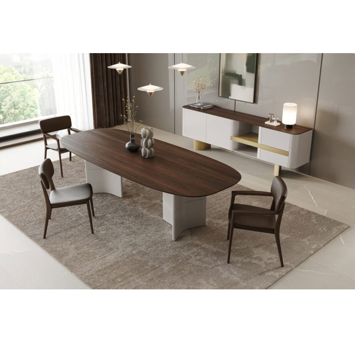 Стол обеденный ARK DINING TABLE BEIGE GLOSSY GRAY MARBLE  240X110X75 СМ. (NRM05813)