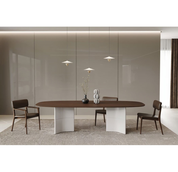 Стол обеденный ARK DINING TABLE BEIGE GLOSSY GRAY MARBLE  240X110X75 СМ. (NRM05813)