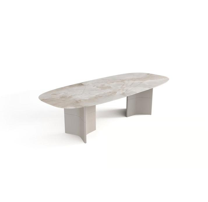 Стол обеденный ARK DINING TABLE BEIGE GLOSSY GRAY MARBLE  240X110X75 СМ. (NRM05813)