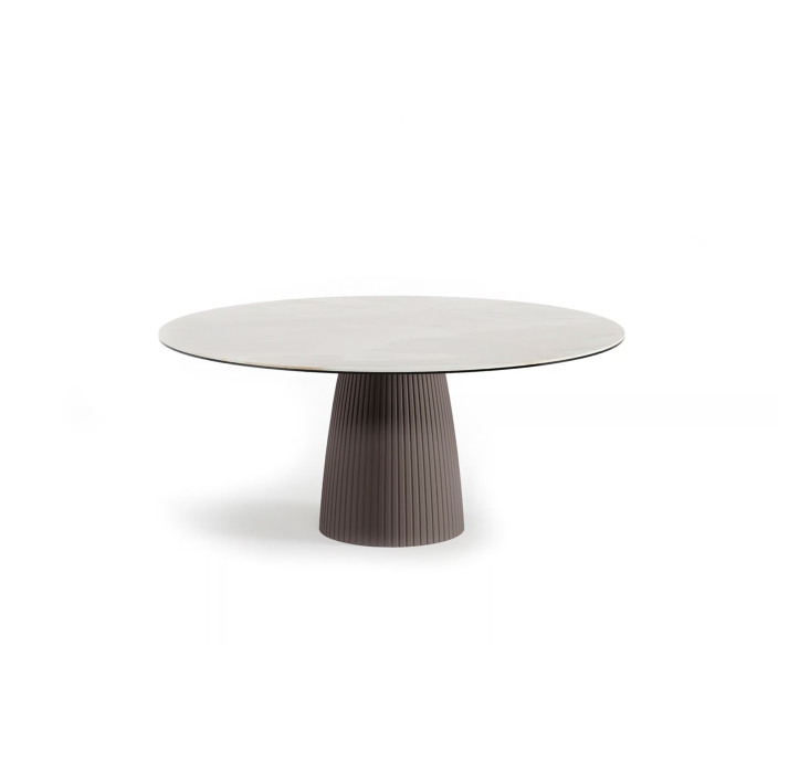 Стол обеденный PILEA DINING TABLE BEIGE GLOSSY BEIGE MARBLE  150X150X65 СМ. ()