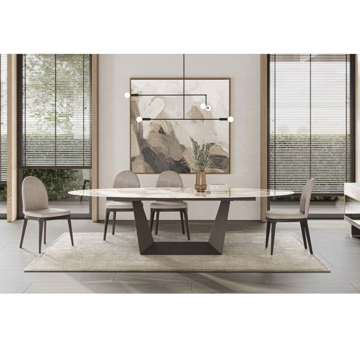 Стол обеденный AVORIO DINING TABLE BROWN GLOSSY GRAY MARBLE  240X110X75 СМ. ()