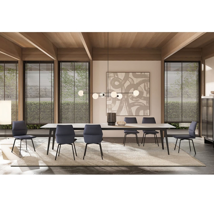 Стол обеденный Porcelain ceramic DINING TABLE BLACK GLOSSY GRAY MARBLE  290X120X76 СМ. ()