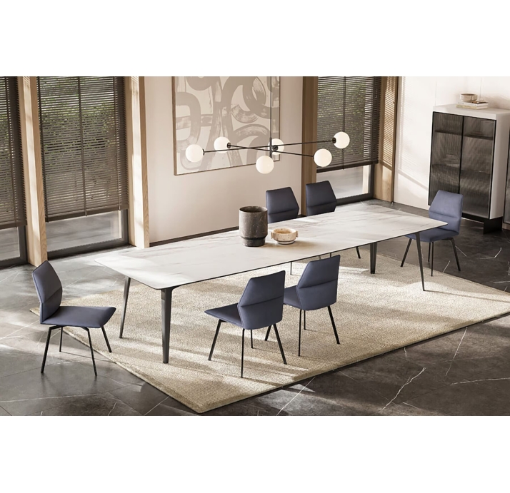 Стол обеденный Porcelain ceramic DINING TABLE BLACK GLOSSY GRAY MARBLE  290X120X76 СМ. ()