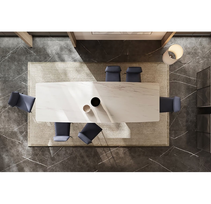Стол обеденный Porcelain ceramic DINING TABLE BLACK GLOSSY GRAY MARBLE  290X120X76 СМ. ()