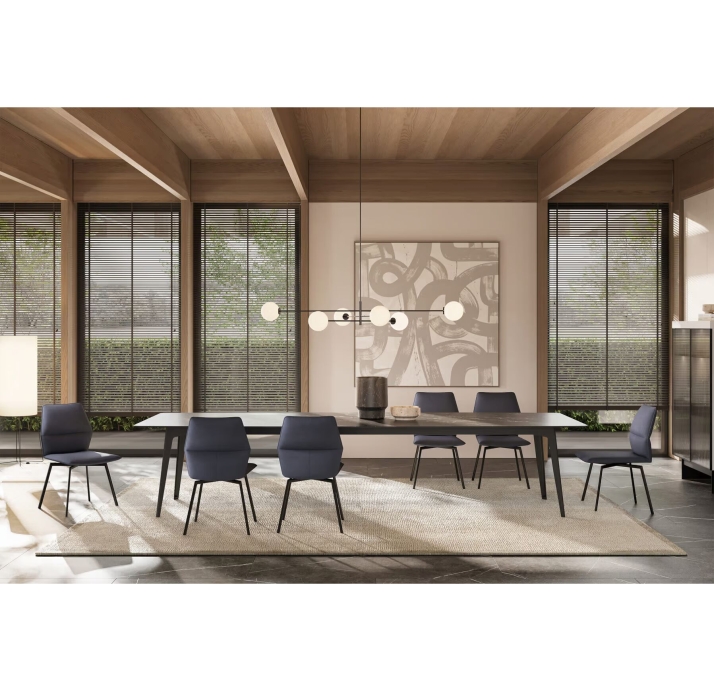 Стол обеденный Porcelain ceramic DINING TABLE BLACK GLOSSY GRAY MARBLE  290X120X76 СМ. ()