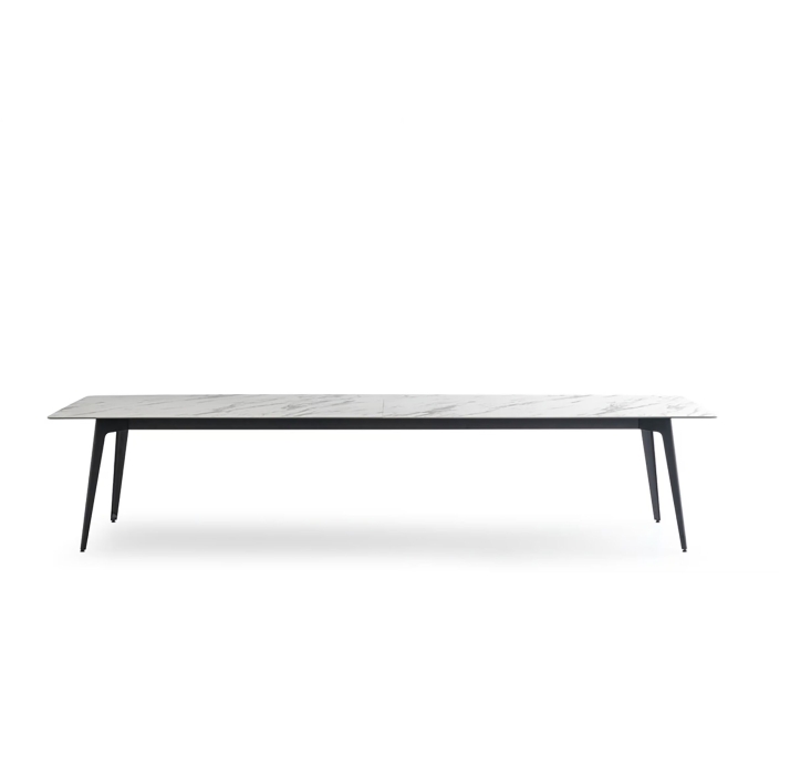 Стол обеденный Porcelain ceramic DINING TABLE BLACK GLOSSY GRAY MARBLE  290X120X76 СМ. ()