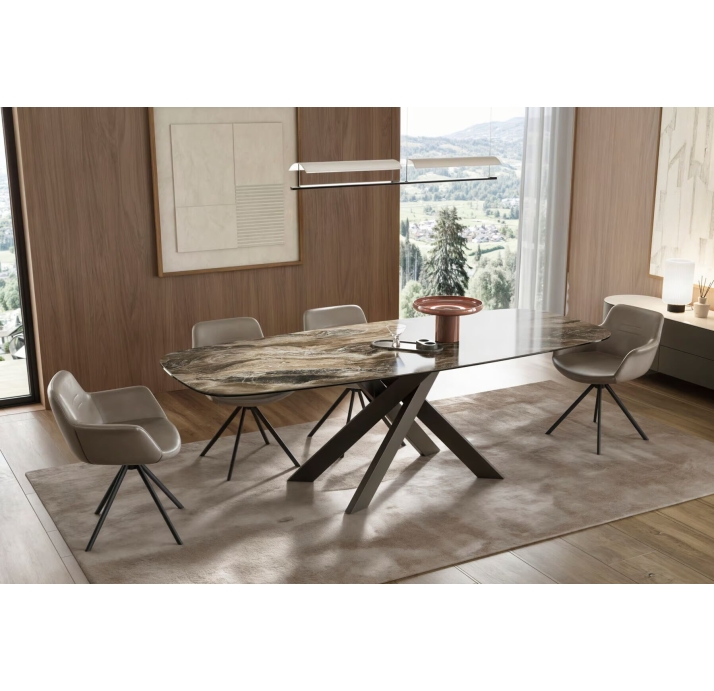 Стол обеденный AVALON DINING TABLE BROWN MATT BROWN MARBLE  220X110X75 СМ. ()
