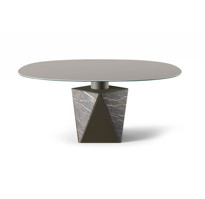Стол обеденный PENTAGON DINING TABLE BROWN WHITE GLASS  150X150X65 СМ. ()
