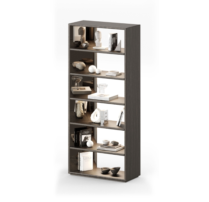 Стеллаж прямой DANTE BOOKCASE Anthracite walnut veneer PLAIN MIRROR 90X40X205 СМ. (FUG00277)