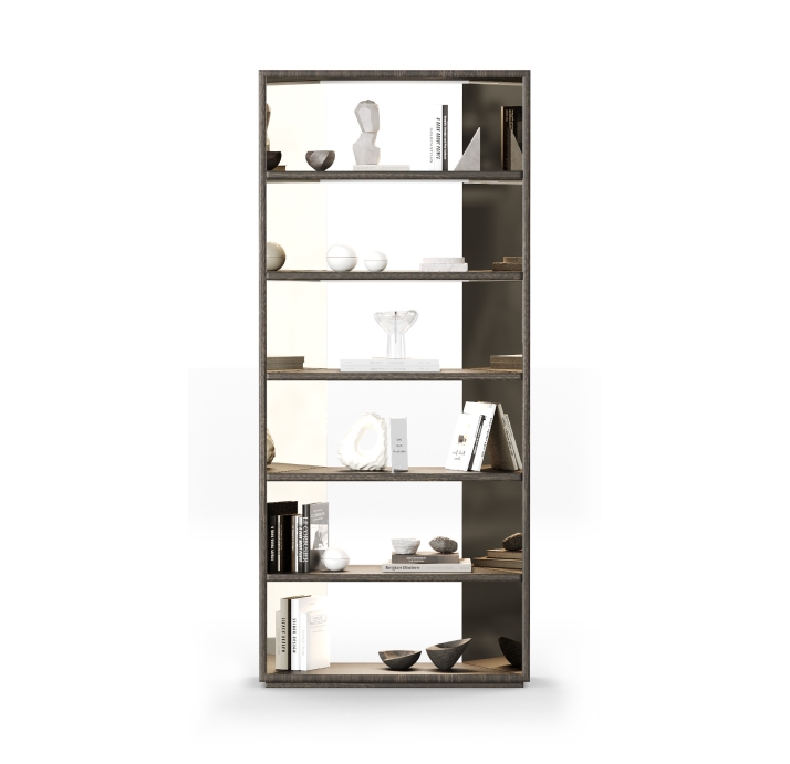 Стеллаж прямой DANTE BOOKCASE Anthracite walnut veneer PLAIN MIRROR 90X40X205 СМ. (FUG00277)