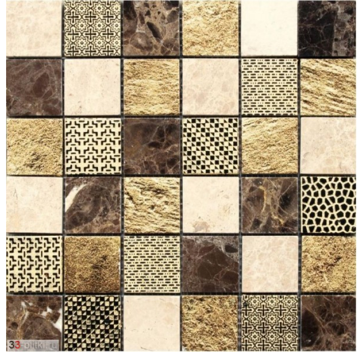 Стеклянная мозаика MUSA DAMASCO MARRON Разноцветный 30X30X8 (NCR01196)