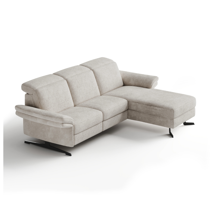 Диван PIANO B100-300-160L/54/VIVA OFFWHITE/BULTEX/01 BLACK/E,E,E,R