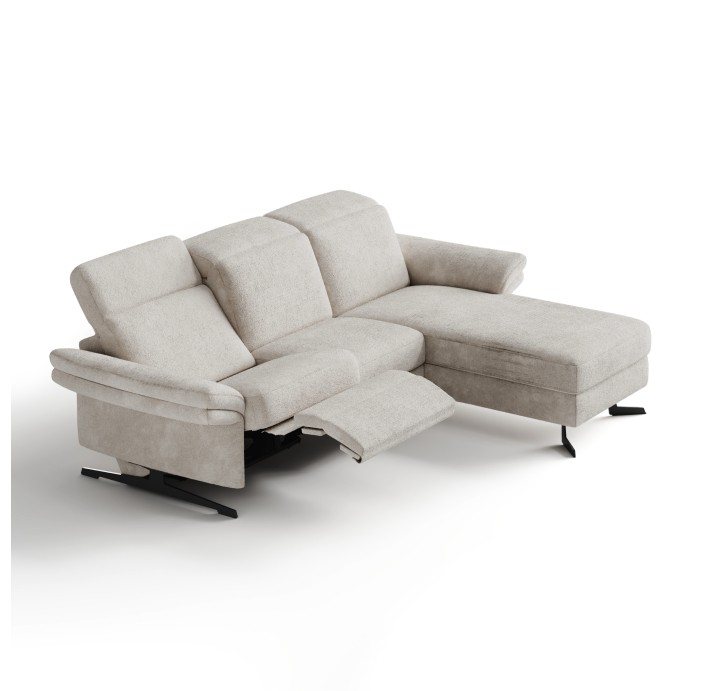 Диван PIANO B100-300-160L/54/VIVA OFFWHITE/BULTEX/01 BLACK/E,E,E,R