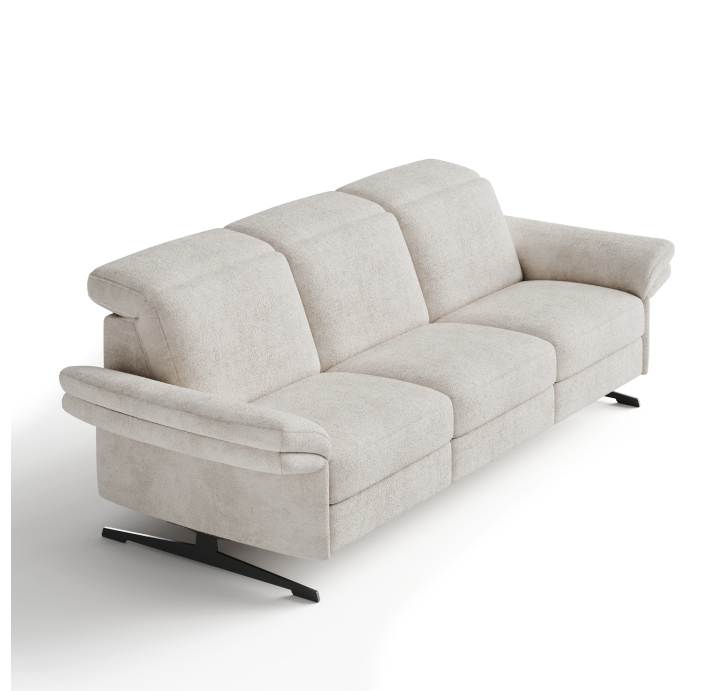 Диван PIANO B100-280-100B/54/VIVA OFFWHITE/BULTEX/01 BLACK/E,E,E