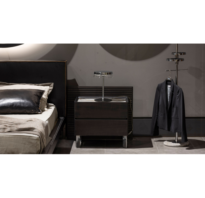 Тумба прикроватная SALT NIGHTSTAND Anthracite walnut veneer Aura marble Anthracite walnut veneer 51X