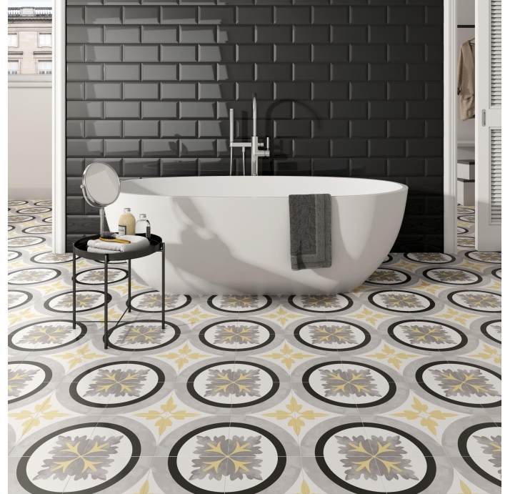 Керамическая плитка ORNAMENTAL BLACK&WHITE 20X20  20X20X9 (NCR02069)