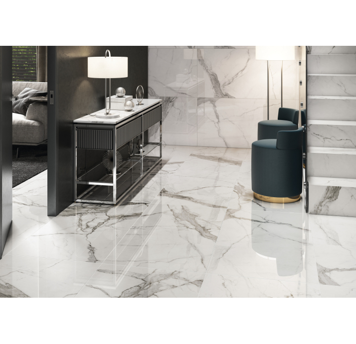 Керамическая плитка STATUARIO LUXE PL (PRC) 60X120 RC/CIF2_S Белый 60X120X10,5 (NCR03653)