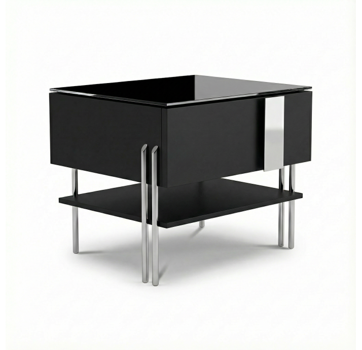 Тумба прикроватная INKA NIGHTSTAND RIGHT MODULE Anthracite walnut veneer MIRROR PLAIN GLOSSY 63X45X4