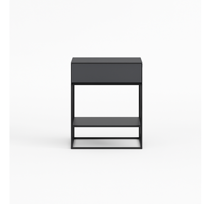 Тумба прикроватная VIENNA NIGHTSTAND BLACK BLKC GLASS BLKC GLASS 42X42X56 СМ. (NRM00403)