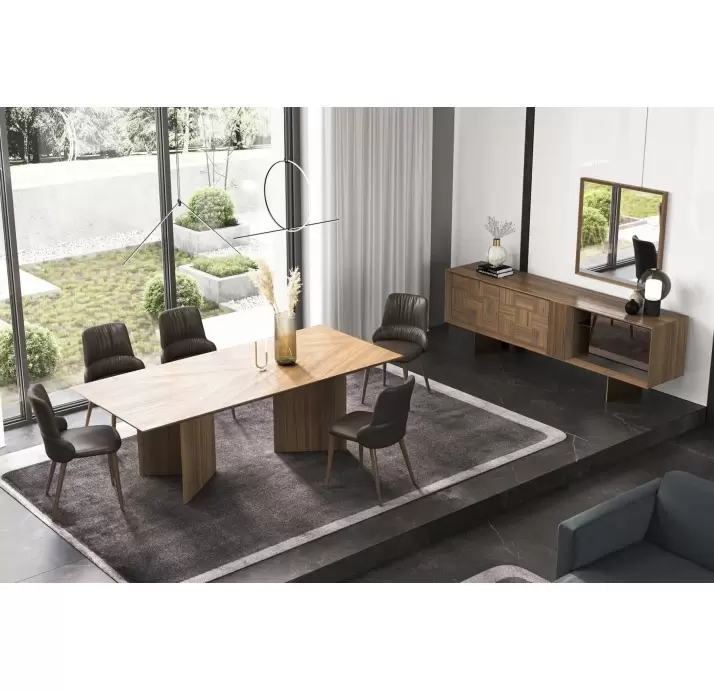 Комод ARIEL SIDEBOARD AMERICAN WALNUT WALNUT GLASS 235X50X78 СМ. (NRM05892)