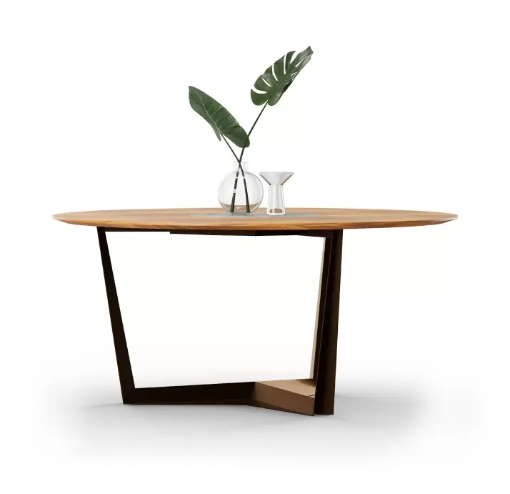 Стол обеденный MEST DINING TABLE Nat. wal. veneer MARBLE AURA  160X160X75 СМ. (FUG00180)