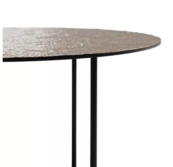 Стол журнальный PARADISO COFFEE TABLE NERO VETRO MARTELLATO BRONZO  60X60X33 СМ. (NRM00587)