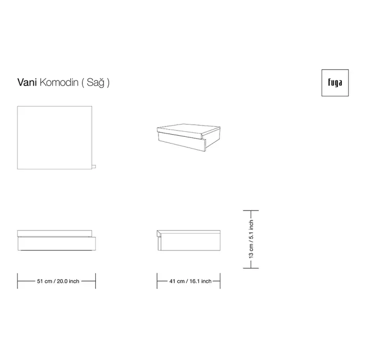Тумба прикроватная VANI NIGHTSTAND / / / 61X41X13 СМ. (FUG00095)