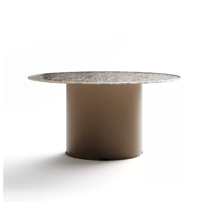 Стол журнальный NEBULA COFFEE TABLE PERLA BEIGE BRONZE PAINTED HAMMERED  60X60X30 СМ. (NRM00617)