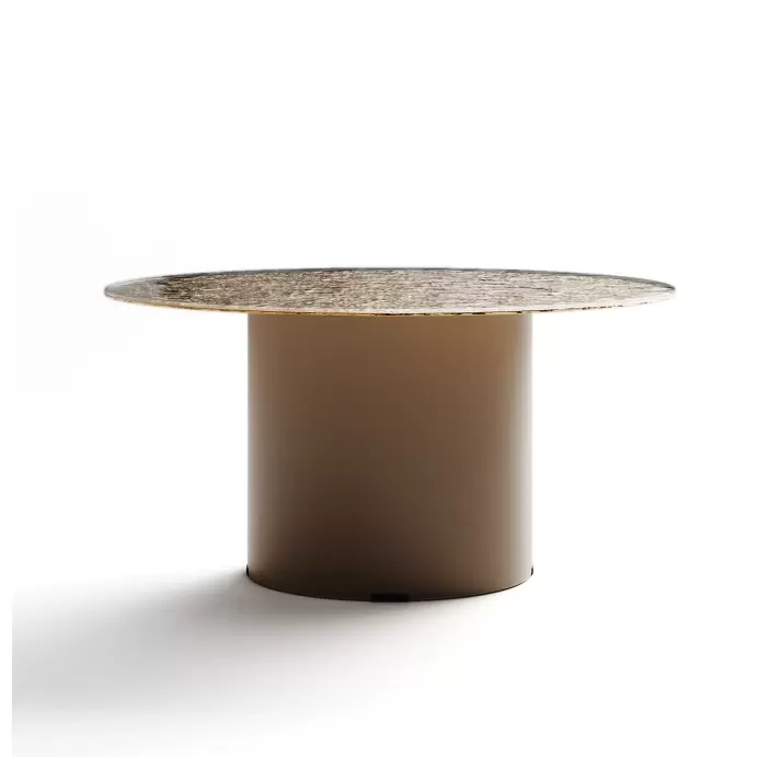 Стол журнальный NEBULA COFFEE TABLE PERLA BEIGE AMBER HAMMERED GLASS  60X60X30 СМ. (NRM00619)