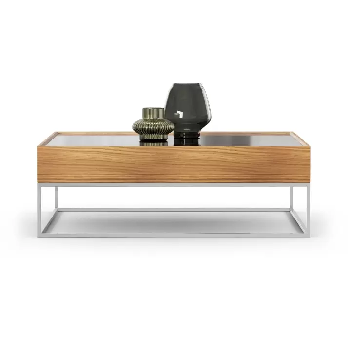 Стол журнальный NEWS COFFEE TABLE Nat. wal. veneer MIRROR SMOKE  110X110X37 СМ. (FUG00211)