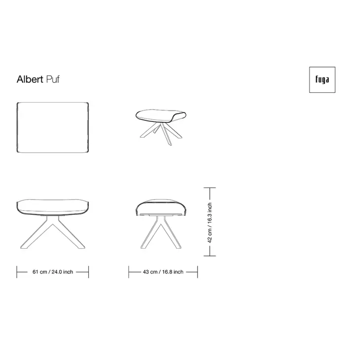 Пуф ALBERT POUF 61X43X42 см. VILYA VL1121 (FUG00121)
