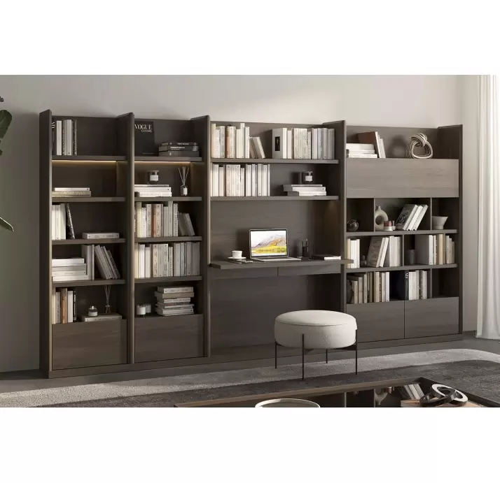 Стеллаж прямой ARAGON BOOKSHELF WALNUT WALNUT AMERICAN WALNUT 120X32X214 СМ. (NRM05979)