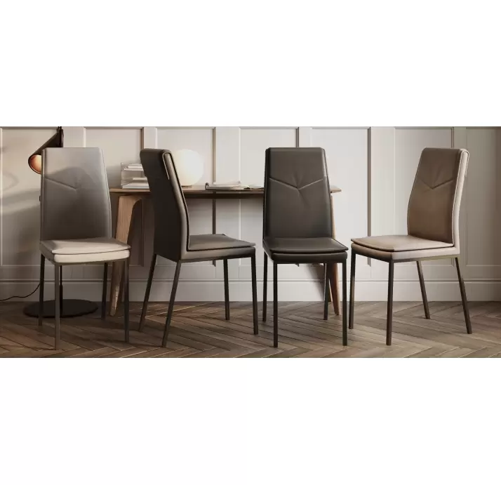 Стул интерьерный MIGRA CHAIR ECOPELLE MARTELLATA DOVE GRAY BLACK FRAME Черный (NRM00909)