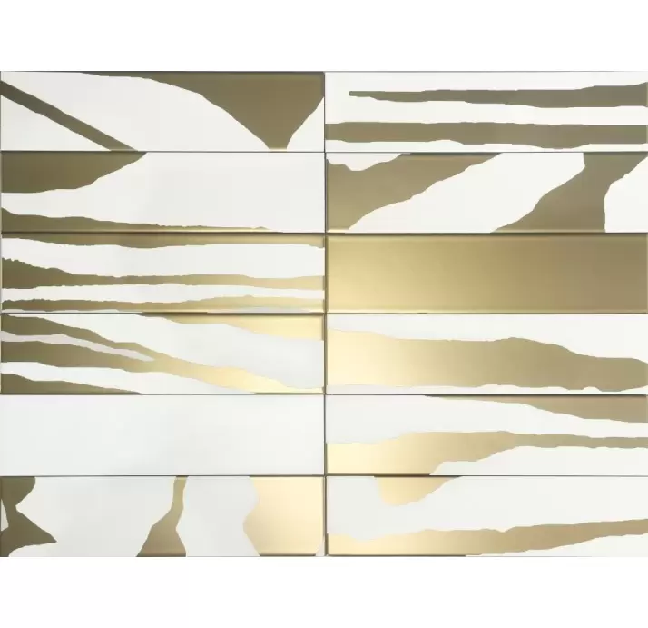 Керамическая плитка FLAT SAVANNAH WHITE & GOLD 7.5X30  7,5X30X8 (NCR02039)
