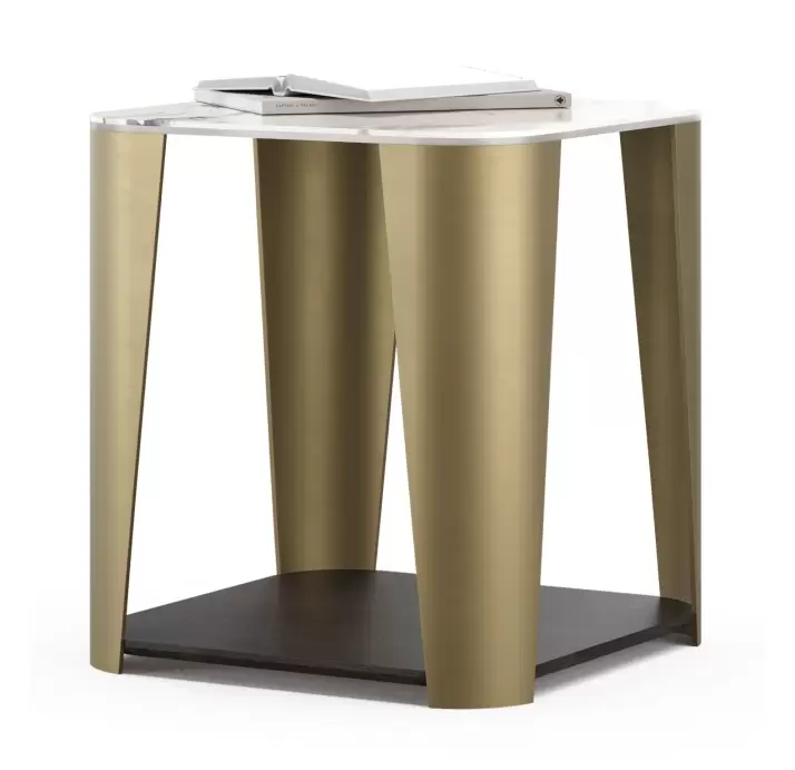 Стол журнальный BREDA COFFEE TABLE Anthracite Walnut Veneer VITALI PORCELAIN  55X55X60 СМ. (FUG00184