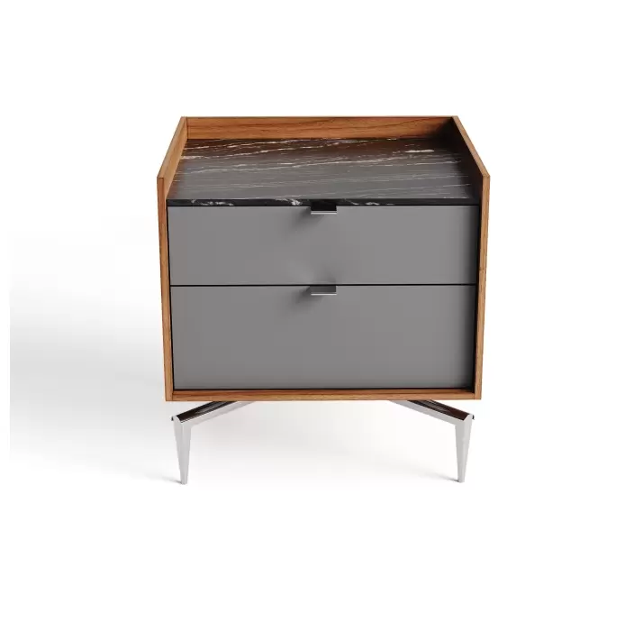 Тумба прикроватная MEST NIGHTSTAND Natural walnut Rivera marble Matte LK17 Brown 62X48X55 СМ. (FUG00