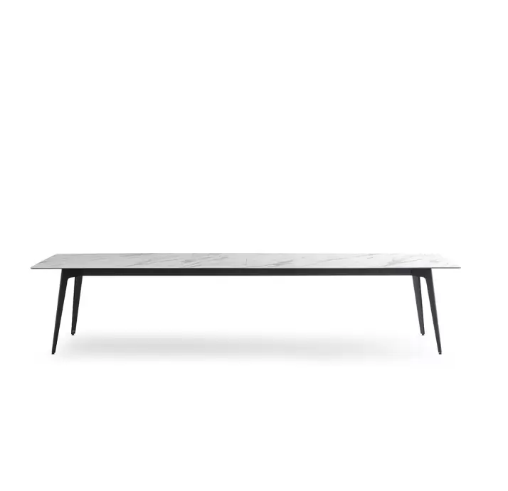 Стол обеденный Porcelain ceramic DINING TABLE BLACK GLOSSY GRAY MARBLE  350X120X76 СМ. (NRM06071)
