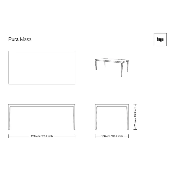 Стол обеденный PURA DINING TABLE Nat. wal. veneer MARBLE AURA  200X100X76 СМ. (FUG00179)