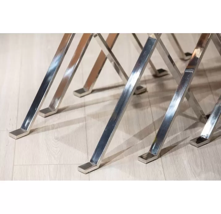 Стол журнальный X NESTING TABLE Glossy metal Natural walnut veneer  50X50X62 СМ. (FUG00207)