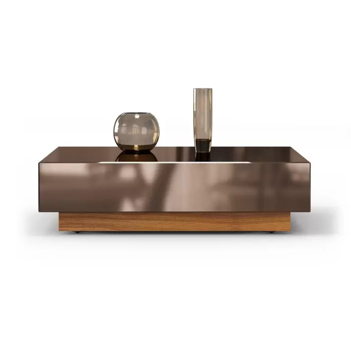 Стол журнальный MERLIN COFFEE TABLE Nat. wal. veneer MIRROR BRONZE  103X103X27 СМ. (FUG00212)