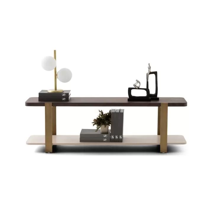 Стеллаж прямой HANNA BOOKCASE BRASS WALNUT 3  160X37X50 СМ. (NRM05821)