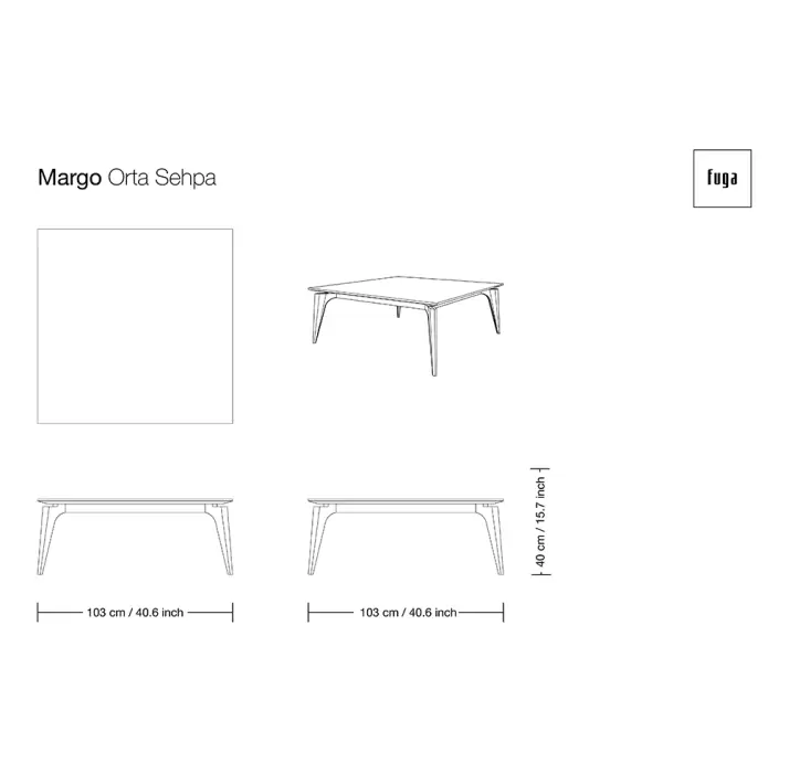 Стол журнальный MARGO COFFEE TABLE Nat. wal. veneer Natural walnut veneer  103X103X40 СМ. (FUG00197)