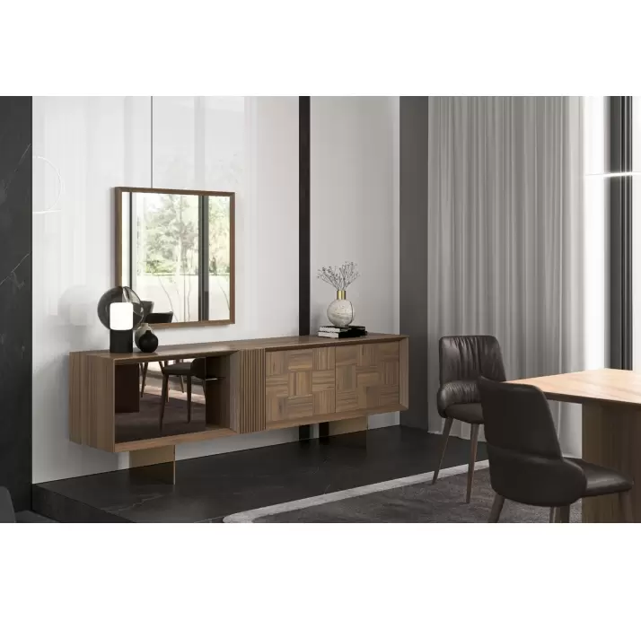 Комод ARIEL SIDEBOARD AMERICAN WALNUT WALNUT GLASS 235X50X78 СМ. (NRM05892)