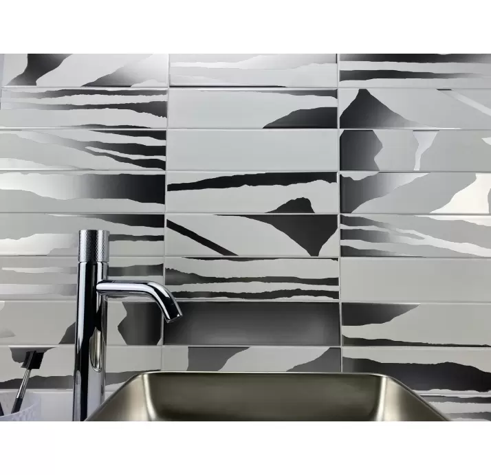 Керамическая плитка FLAT SAVANNAH WHITE & SILVER 7.5X30  7,5X30X8 (NCR02040)