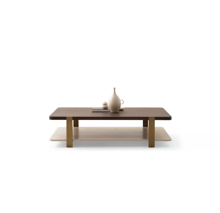 Стол журнальный HANNA COFFEE TABLE BRASS AMERICAN WALNUT  138X87X35 СМ. (NRM05824)