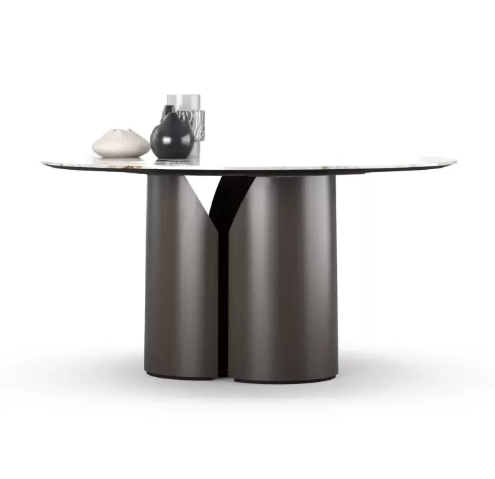 Стол обеденный FREYA ROUND DINING TABLE Matte Ral 080 30 05 MARBLE AURA  160X160X75 СМ. (FUG00172)