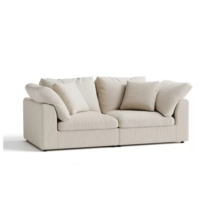 Диван CLOUD B96-200-96B/44/45/Бежевый PEARL 106 FABRIC/Гусиный пух-перо/встроенные/