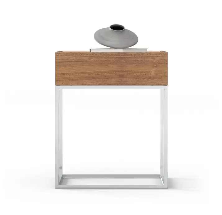 Стол журнальный NEWS SIDE TABLE Nat. wal. veneer MIRROR BRONZE  50X50X61 СМ. (FUG00223)