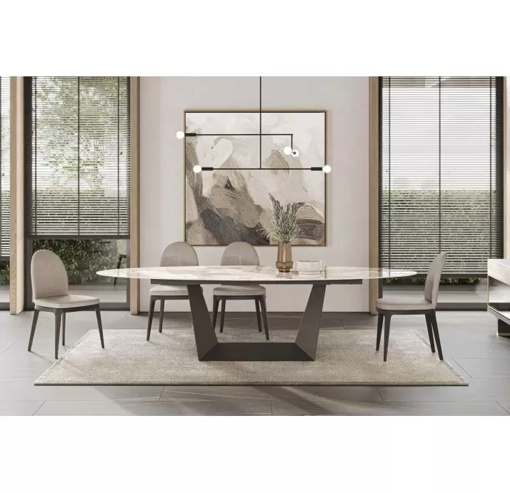 Стол обеденный AVORIO DINING TABLE BROWN GLOSSY GRAY MARBLE  275X110X75 СМ. (NRM06067)