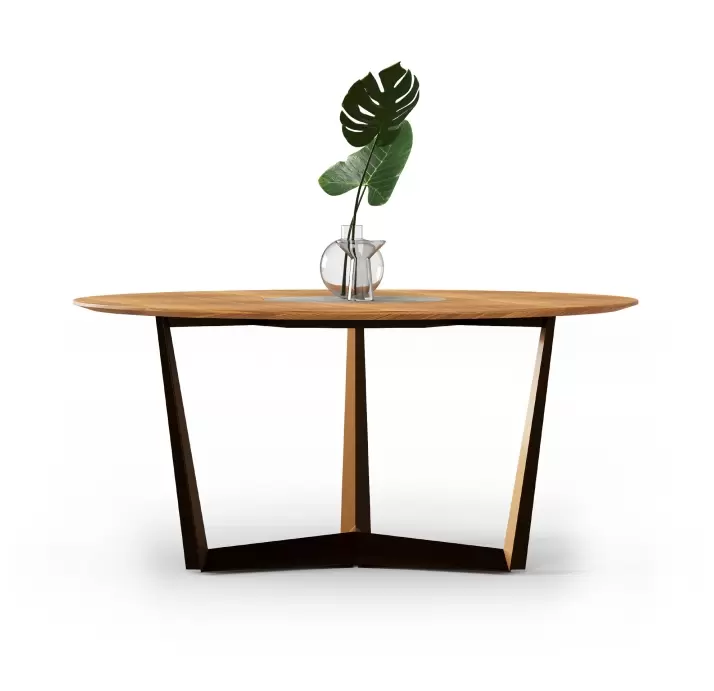 Стол обеденный MEST DINING TABLE Nat. wal. veneer MARBLE AURA  160X160X75 СМ. (FUG00180)